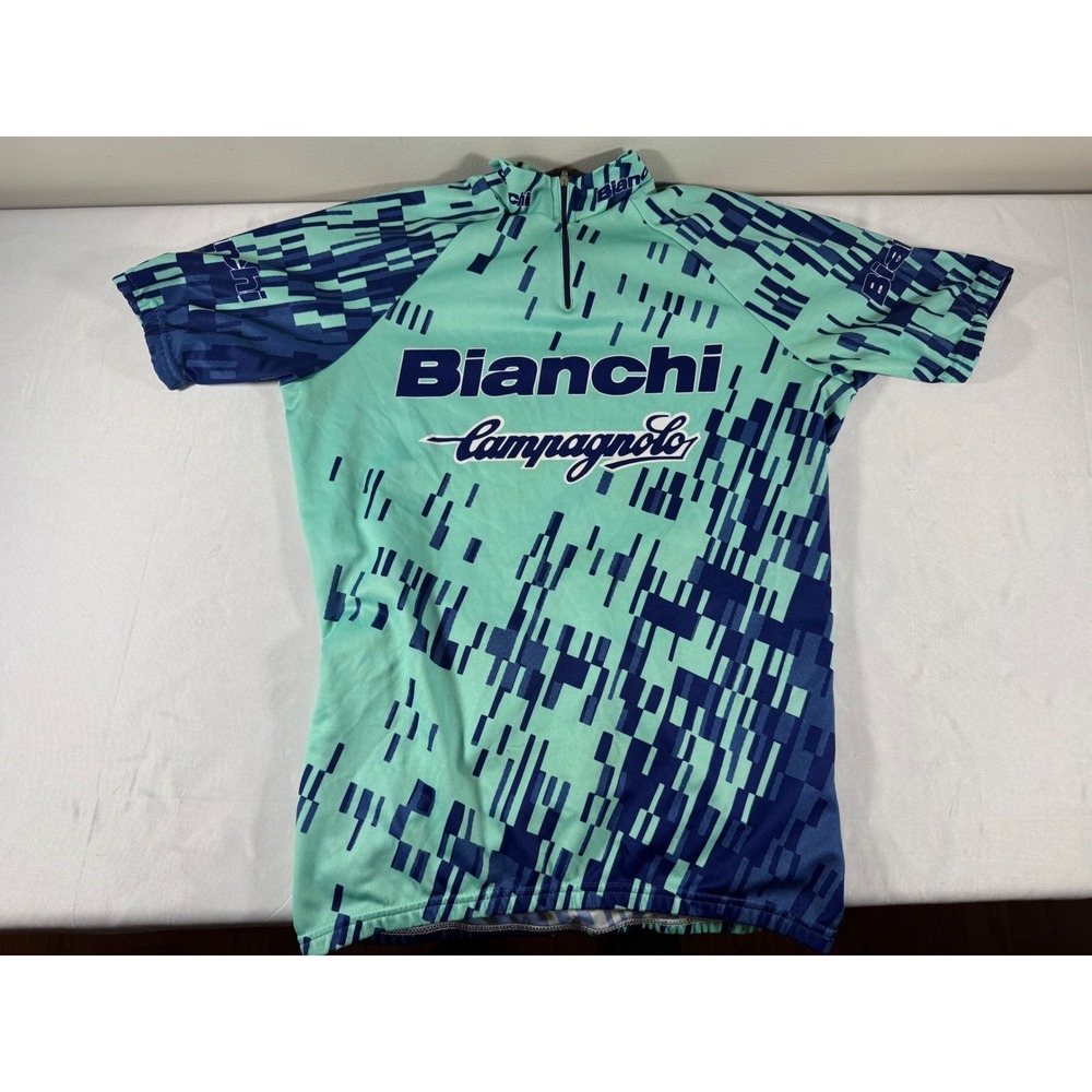 VTG 90s SMS Santini Bianchi Campagnolo Cycling Jersey Men's L Made in Italy